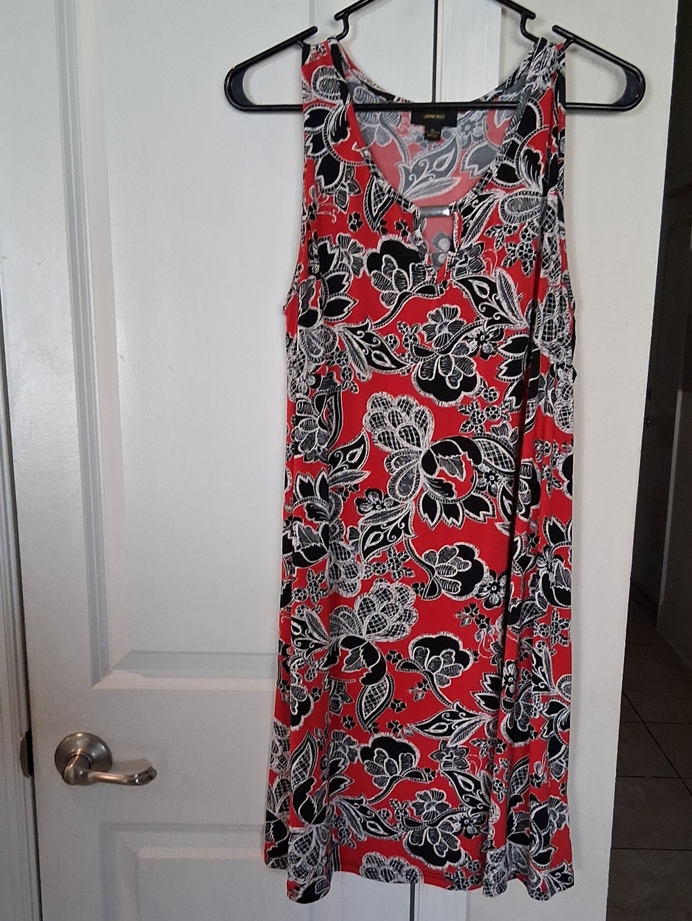 Espresso Red Black White Floral Mini Dress